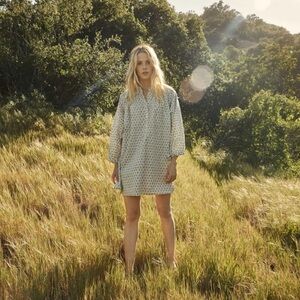 DÔEN Opal Mini Dress in Blue Floral Meadow (M)